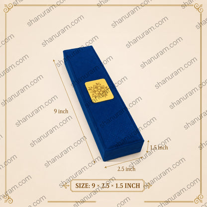 Cuthely LED Small Chain Jewelry Box | Premium Blue Velvet Chain Gift Box with White Suede Interior | 9 x 2.5 x 1.5 Inch
