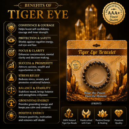 Natural Tiger Eye Bracelet – Confidence, Protection, Prosperity & Positive Energy Bracelet
