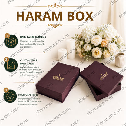 Premium Magnetic Haram Jewelry Box with Custom Logo | Hard Cardboard Gift Packaging Box | 8 x 12 x 1.5 Inches