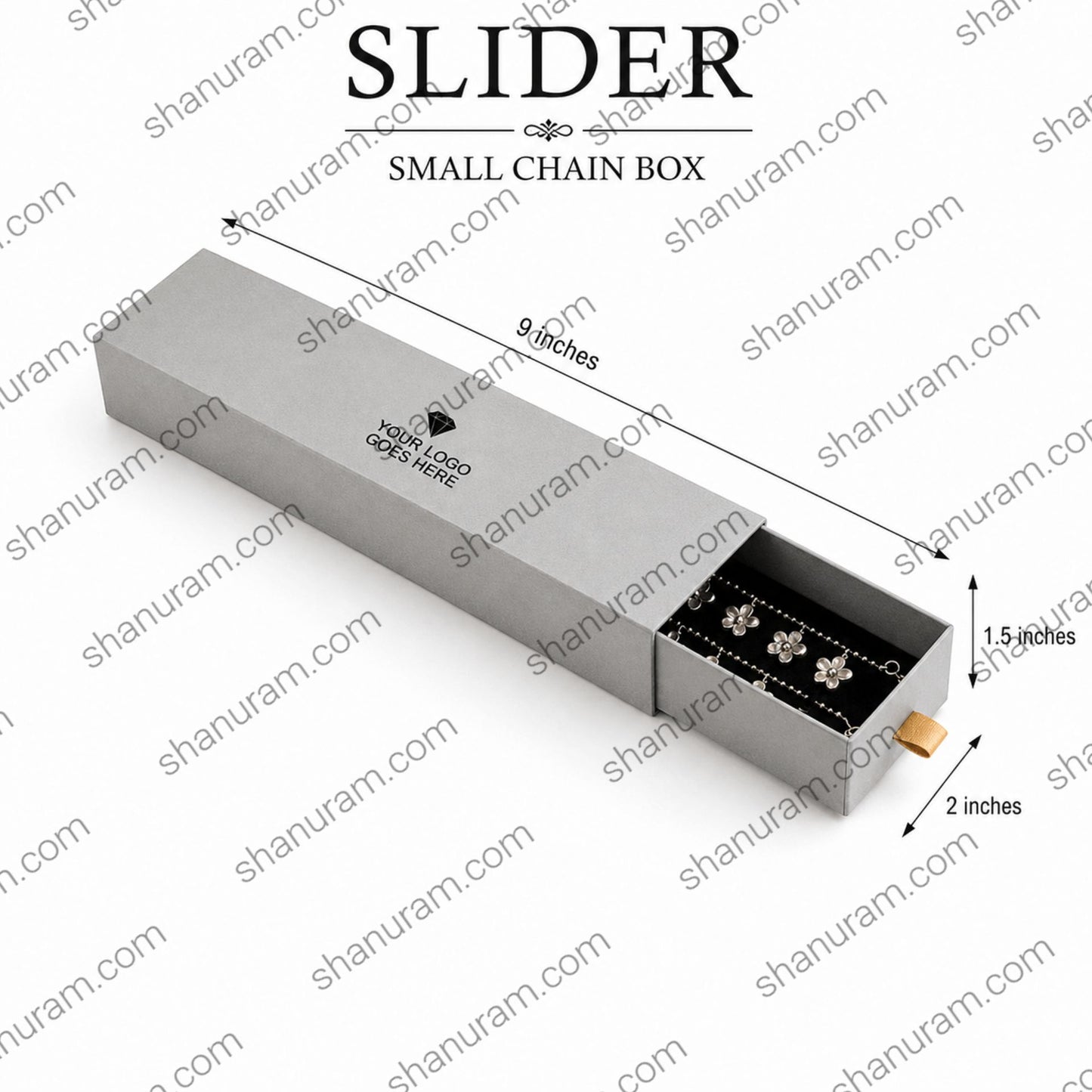Premium Small Chain Jewellery Box – Slider & Magnetic Flap Hard Cardboard Gift Packaging Box with Custom Logo Printing
