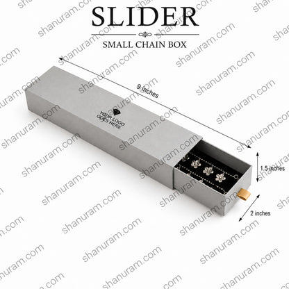 Premium Small Chain Jewellery Box – Slider & Magnetic Flap Hard Cardboard Gift Packaging Box with Custom Logo Printing