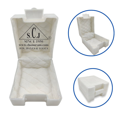 SCJ Bangle Box – Pack of 10 Off White Plastic Jewellery Boxes with White Cloth Lining
