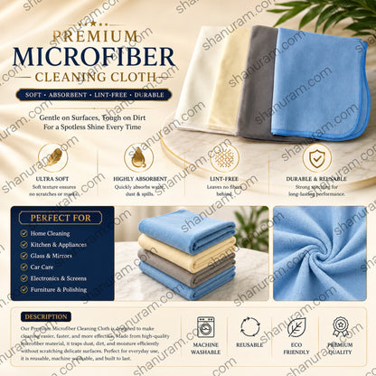 Premium Microfiber Cleaning Cloth 25 x 25 cm | Lint-Free Reusable Cleaning & Polishing Cloth