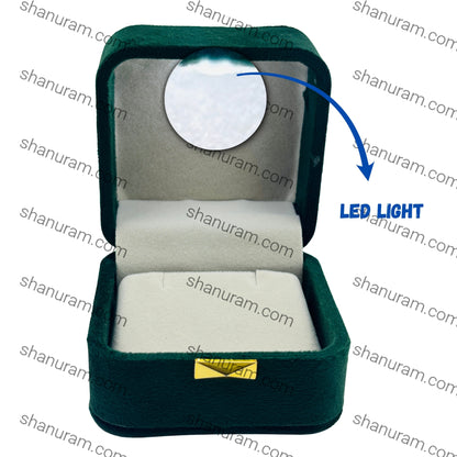 Premium Green Velvet LED Earring & Tops Box with White Suede Interior