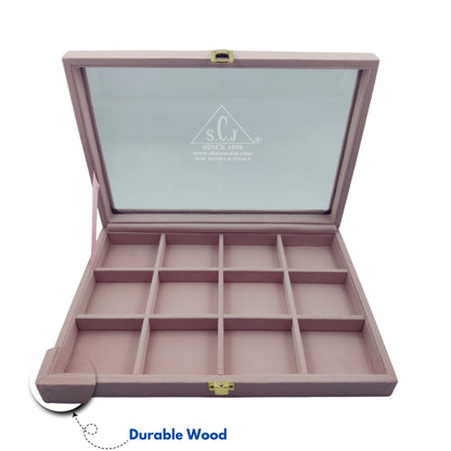 Pink Suede Fabric 12- Grid Universal Stock Display Box