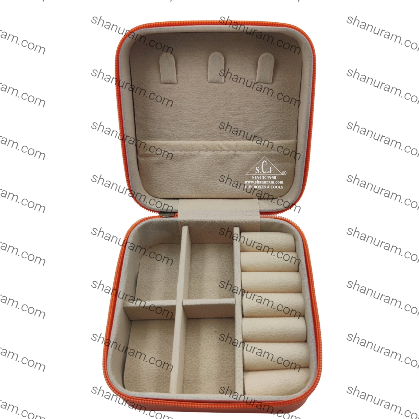 Orange Premium Multi-Function Jewellery Organizer Case for Earrings, Chains & Rings