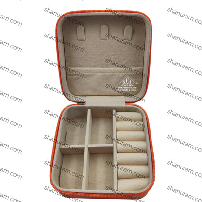 Orange Premium Multi-Function Jewellery Organizer Case for Earrings, Chains & Rings