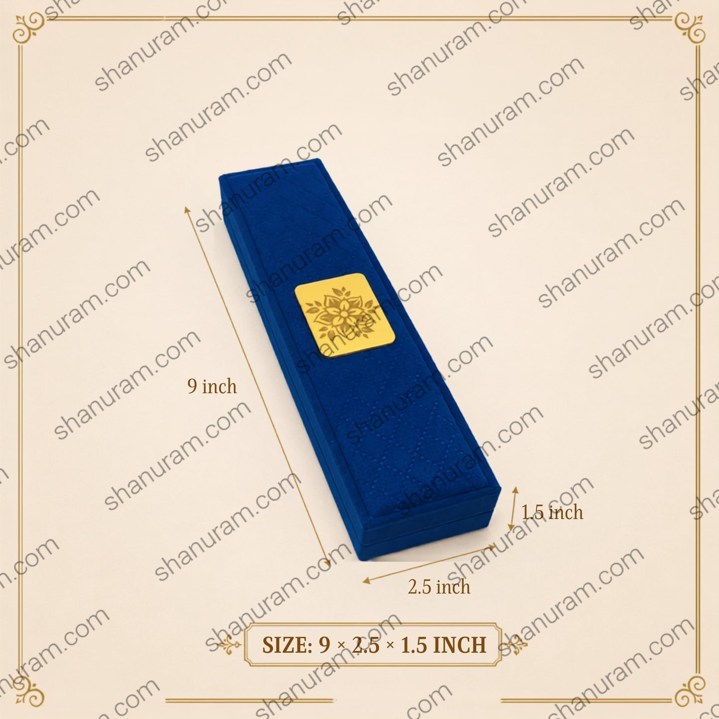 Blue Cuthely Large LED Chain Jewelry Box | Premium Blue Velvet Necklace Gift Box with White Suede Interior | 9 x 2.5 x 1.5 Inch