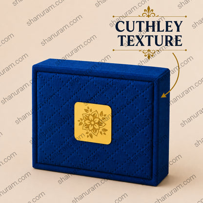 Premium Blue Velvet LED Ring Box with White Suede Interior | Luxury Jewelry Gift Box | 4 x 4 x 2 Inch