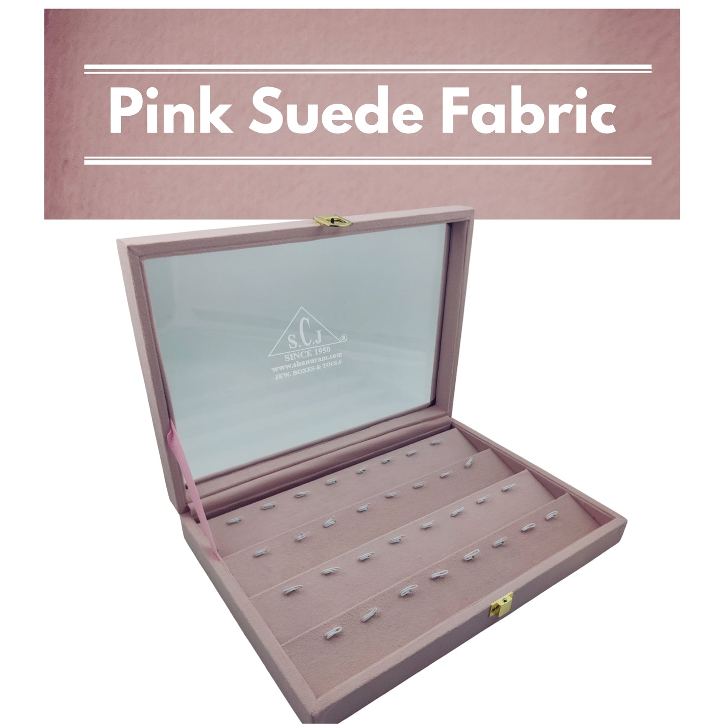 Pink Suede Fabric Pendant Stock Display Box