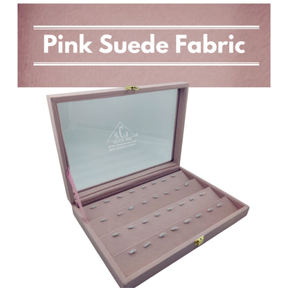 Pink Suede Fabric Pendant Stock Display Box