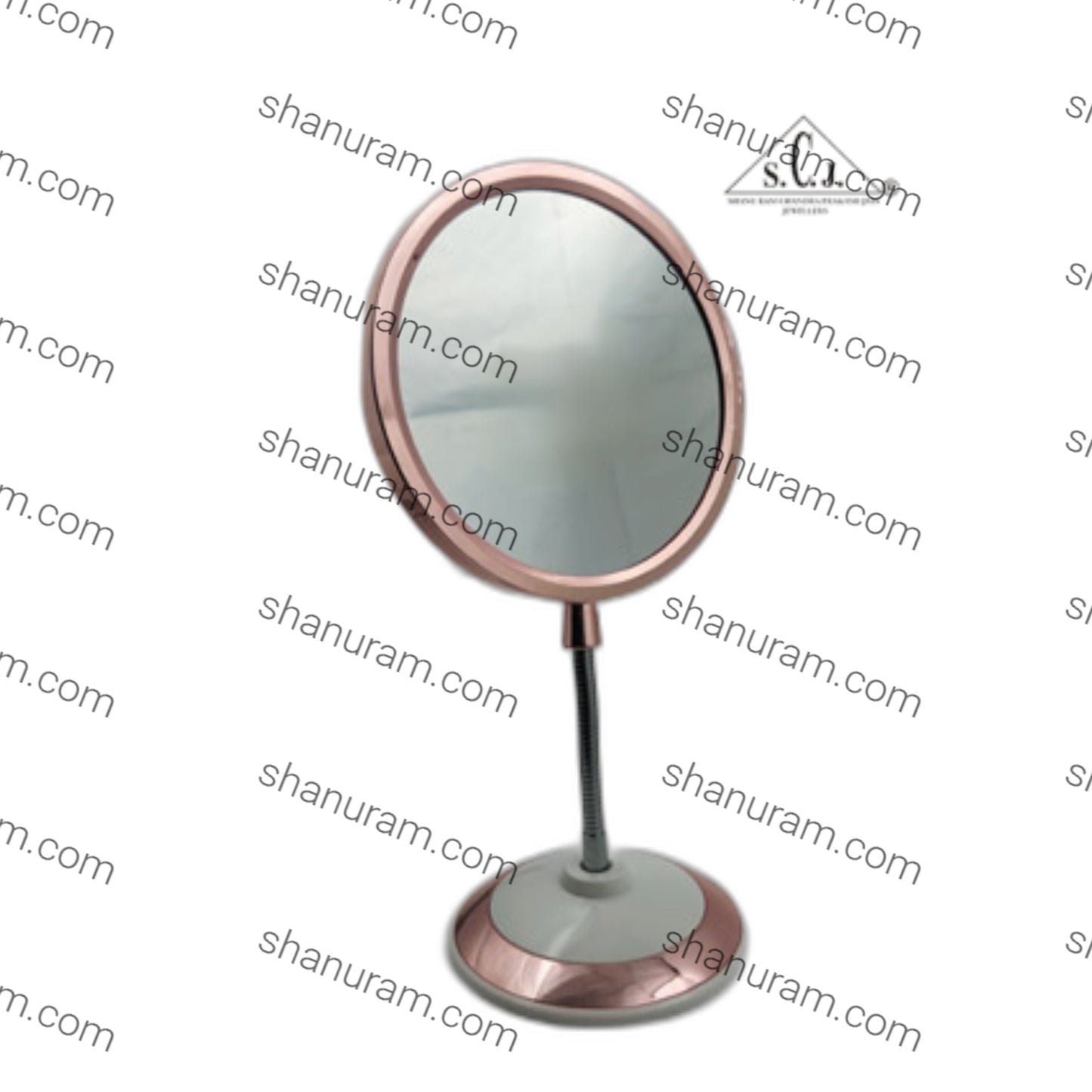 SCJ Flexible Body Magnifying Double-Sided Standing Makeup Mirror White Rose Gold