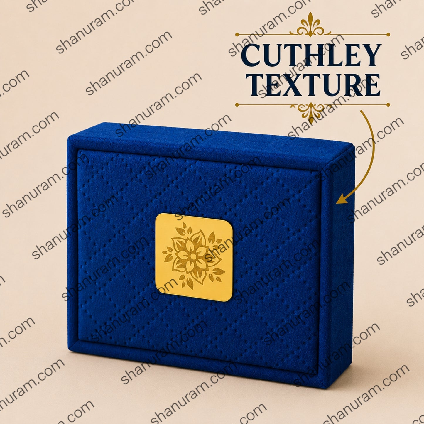 Cuthely LED Pendant Jewelry Box | Premium Blue Velvet Necklace Gift Box with White Suede Interior | 6 x 6 x 4.5 Inch