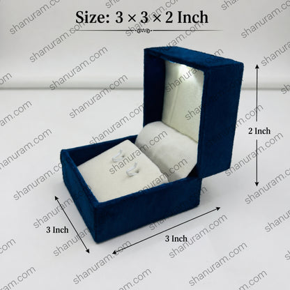 Blue Cuthley Tops Jewelry Box | Premium Velvet Earring Gift Box with White Suede Interior | 3×3×2 Inch