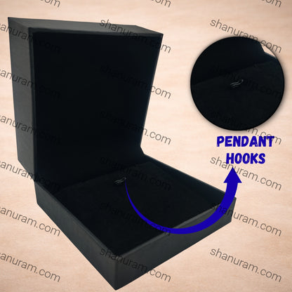 Premium Black Finish Pendant Box with Velvet Interior (4x4x2 Inch)