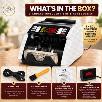SCJ Semi Value Currency Counting Machine with Fake Note Detection | UV, MG & IR