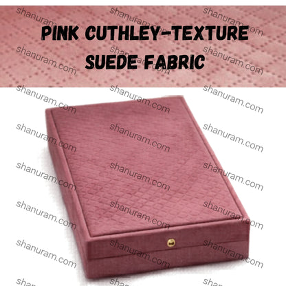 Pink Cuthley Texture Suede Fabric Long Necklace set LED Light Box