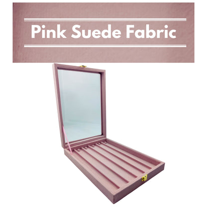 Pink Suede Fabric Chain Jewellery Display Stock Box