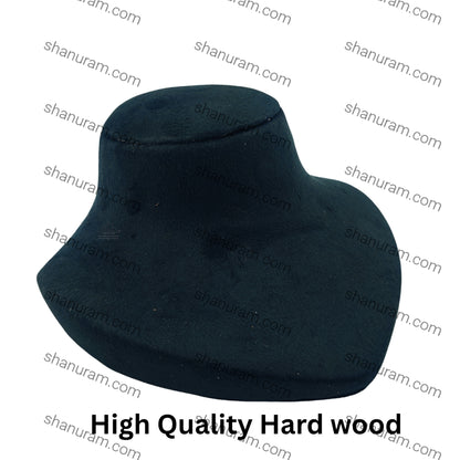 Black Suede Wooden Free-Standing Choker Display Stand – 4 Inches | Premium Jewellery Dummy for Choker Set Display