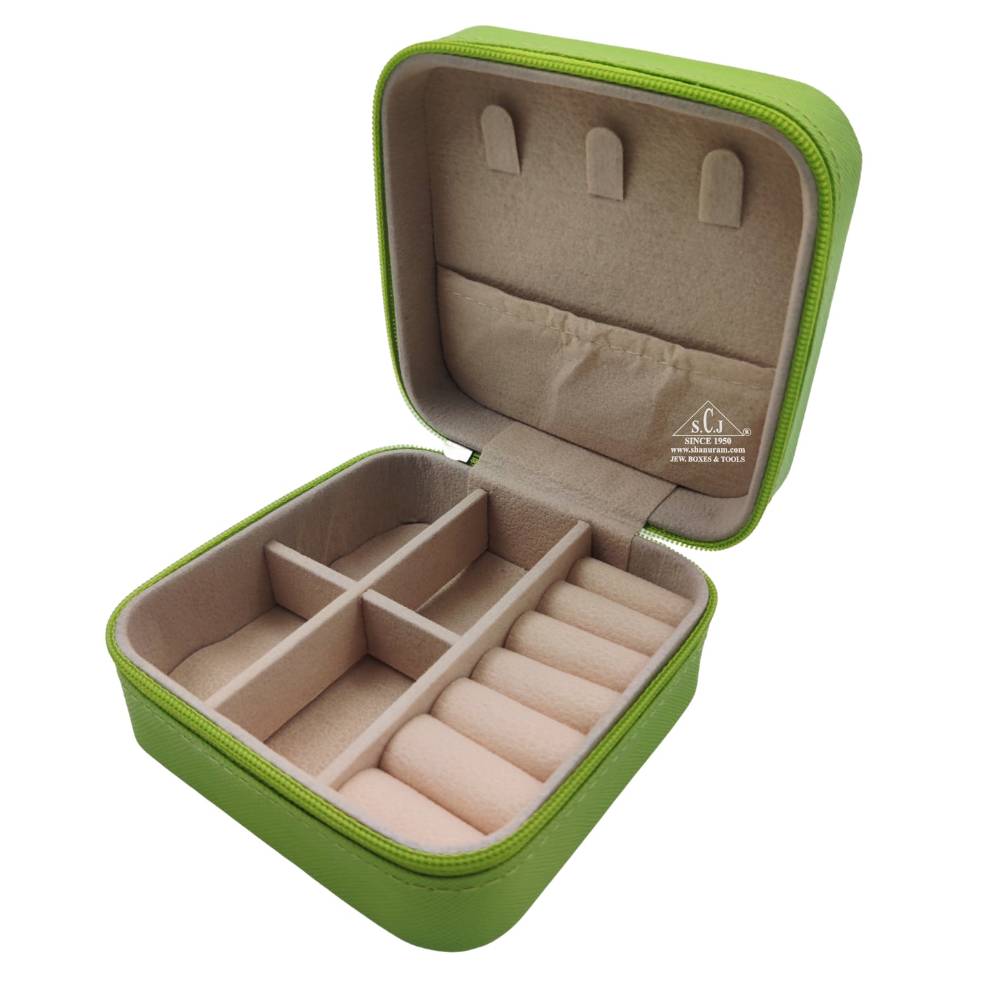 Light Green Premium Multi-Function Jewellery Organizer Case for Earrings, Chains & Rings