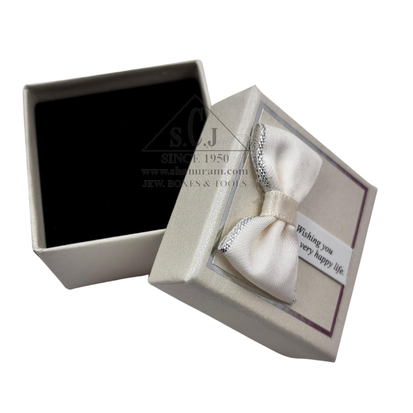 Small Cardboard Cushion Ring Jewellery Boxes – Pack of 12 | Jewellery Gift & Storage Case with Happy Life Tag