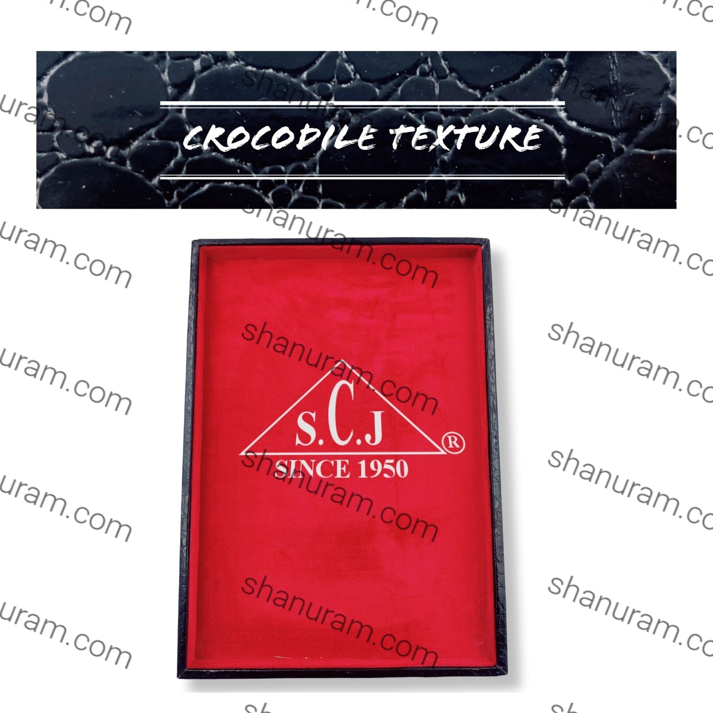 Crocodile red suede fabric Jewellery Display Tray