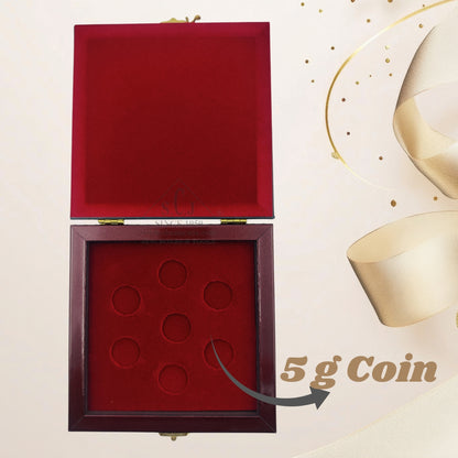 Premium 10g Red Wooden 1-Coin Square Box (Pack of 10) | Elegant Ginni Gift Box for Silver & Gold Coins