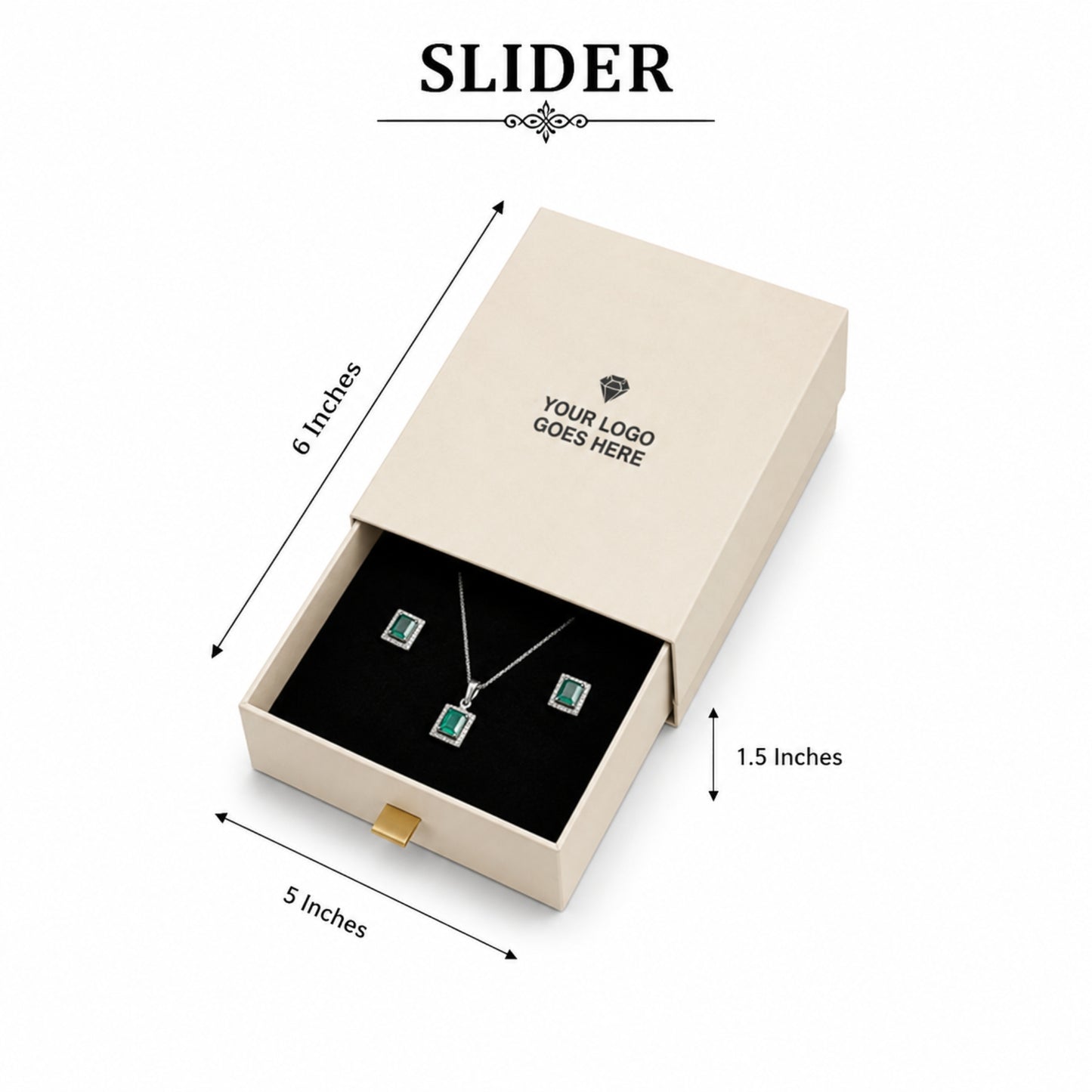Premium Pendant Set Box | Slider, Magnetic Flap & Top Bottom Hard Cardboard Jewellery Gift Box with Custom Logo Printing