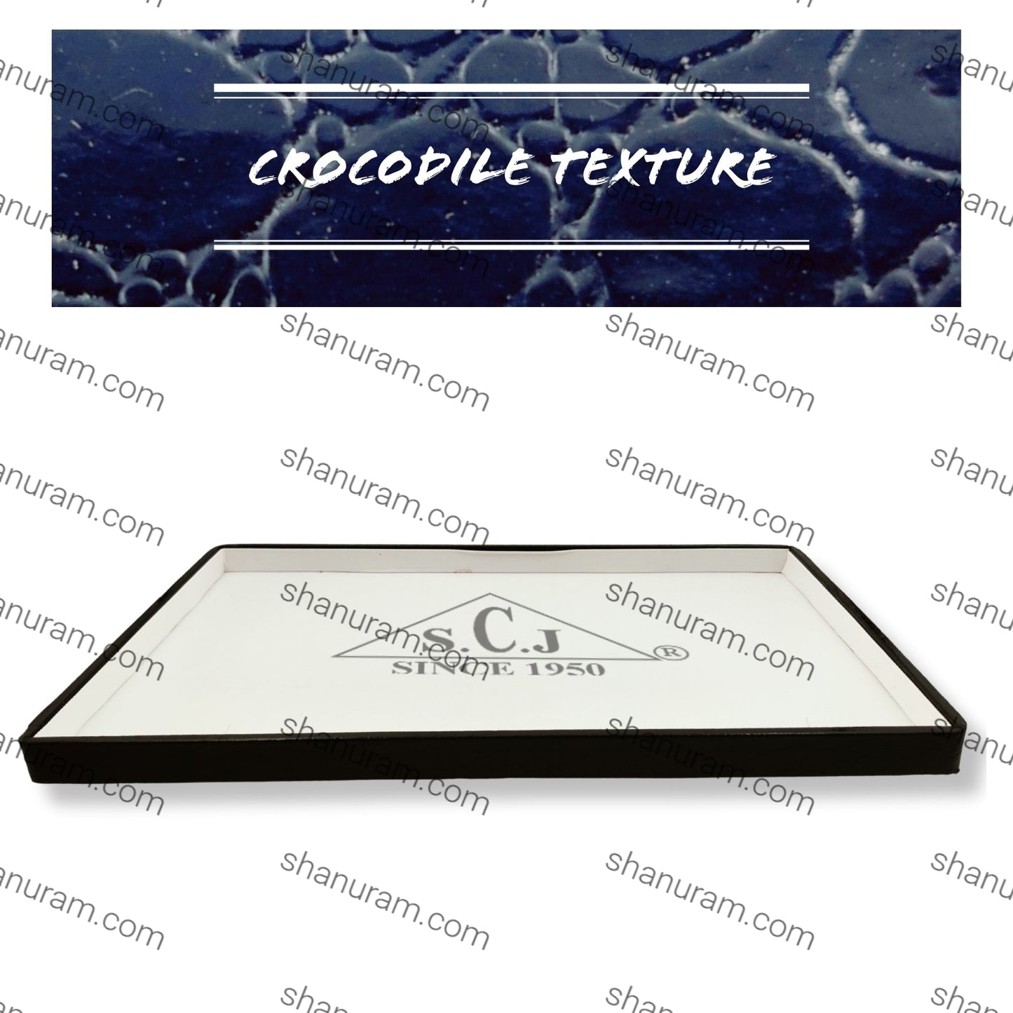 Crocodile White Rexine Fabric Jewellery Display Tray( Large)