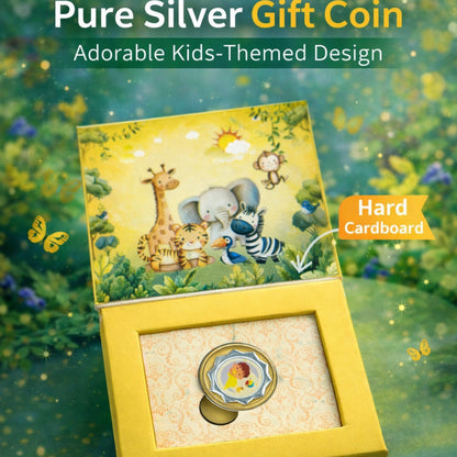 Pure Silver Gift Coin (1 gram) in Hard Cardboard Box | Kids Theme Baby Gift