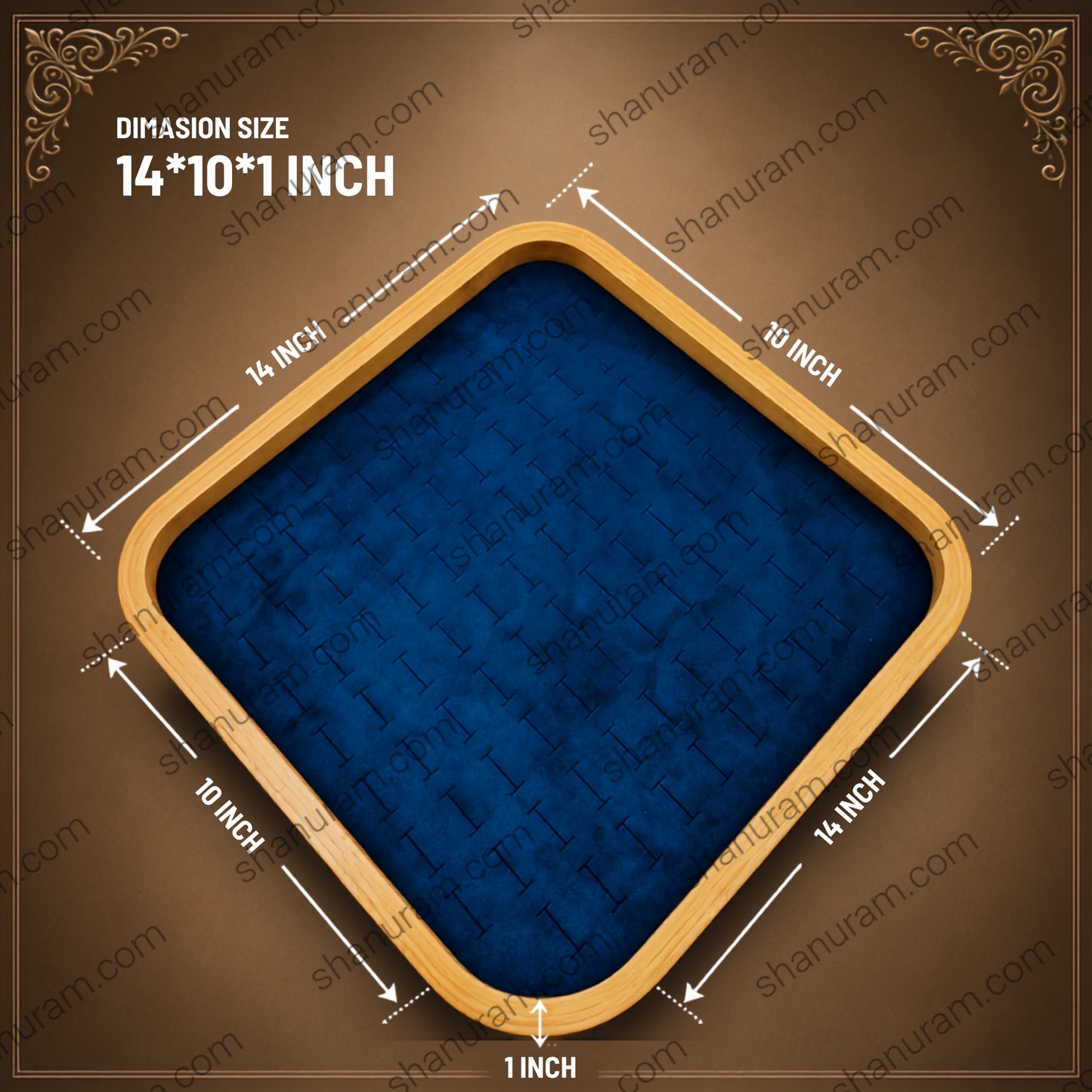 12 x 12 Inch Wooden Velvet Jewelry Display Tray | Premium Ring, Earring & Pendant Organizer Display