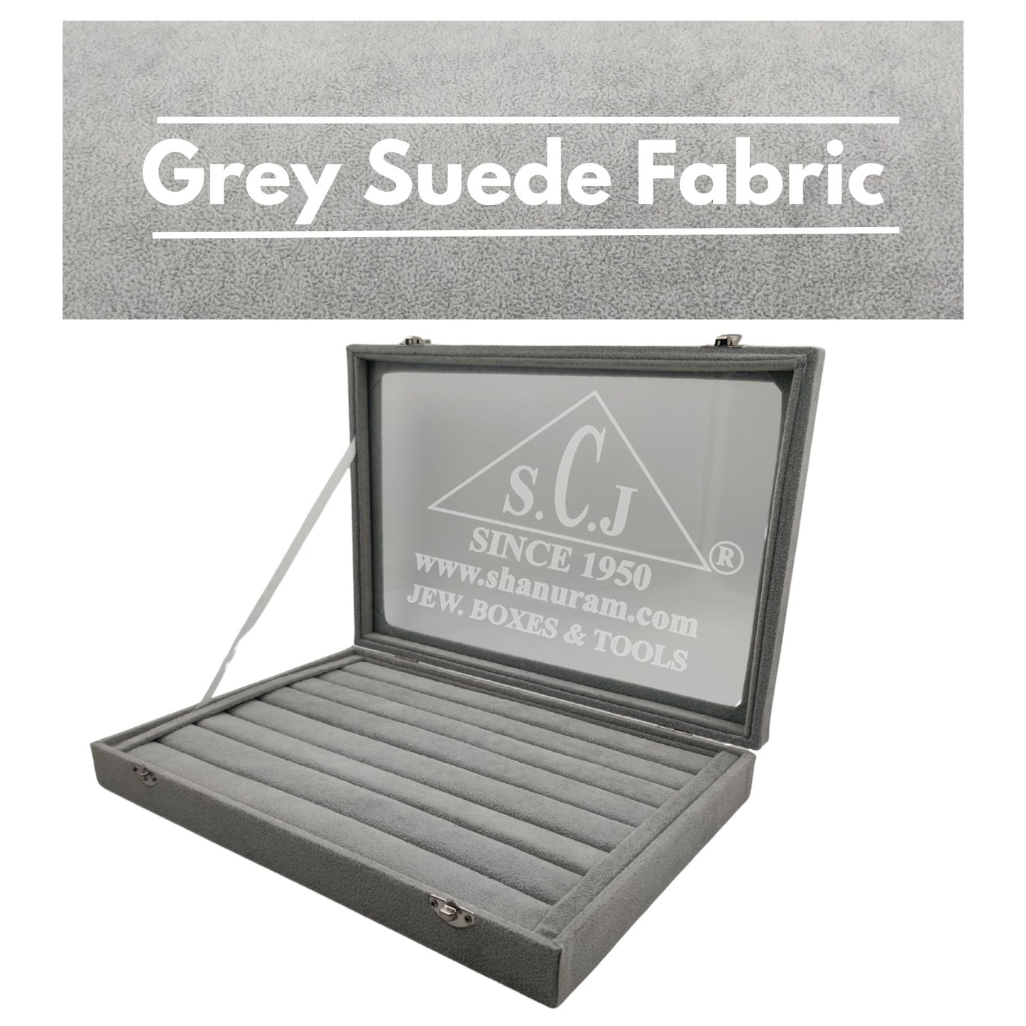 Grey Suede Fabric Ring Stock Display Box | Jewellery Stock Display Box | Ring Display Box