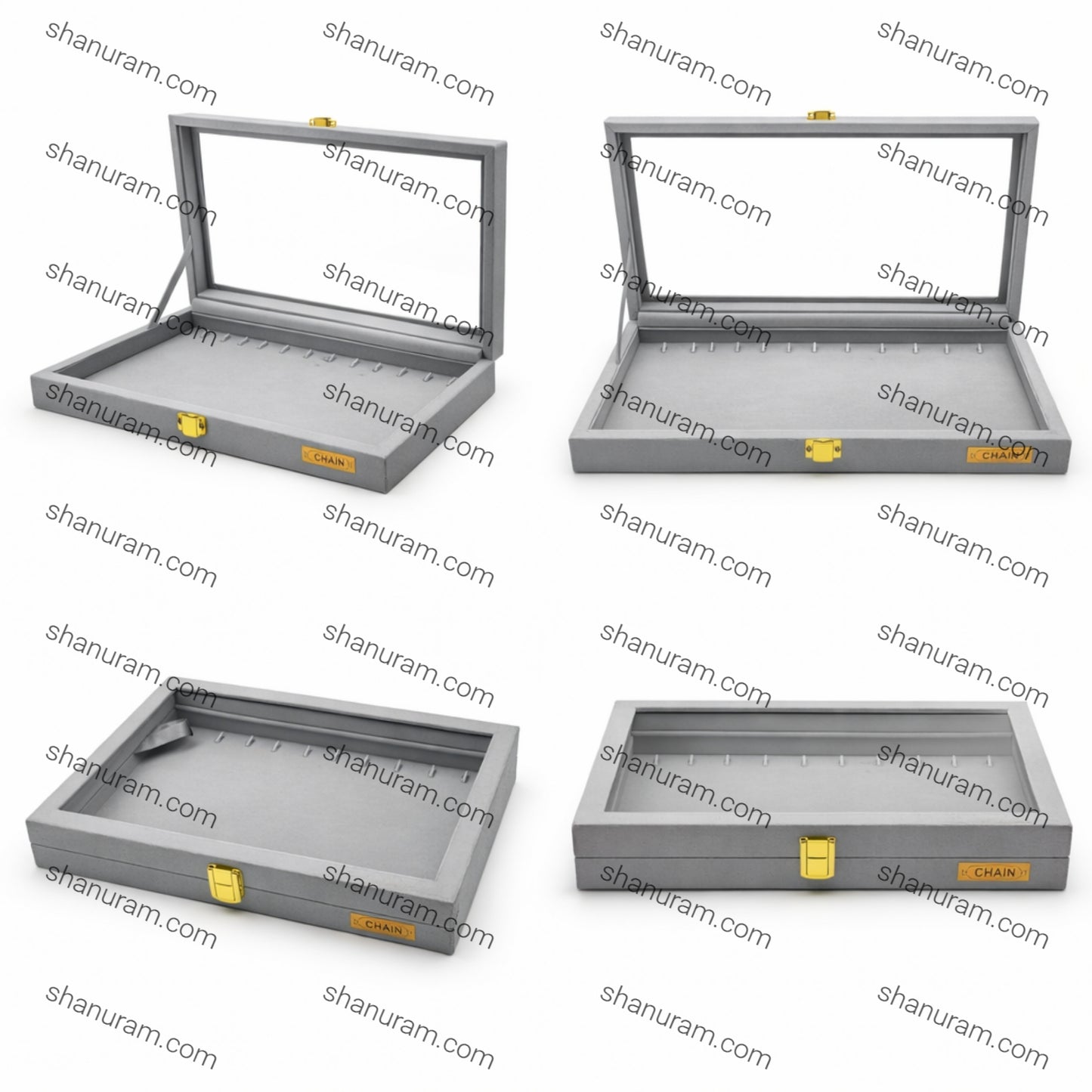 Grey Suede Chain Display Stock Box | Chain Stock Display Box