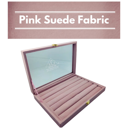Pink Suede Fabric Ring Stock Display Box
