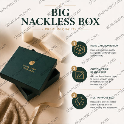 Premium Big Necklace Gift Box | Hard Cardboard Jewelry Packaging Box | Custom Logo Print | 8 x 7 x 1.5 Inch