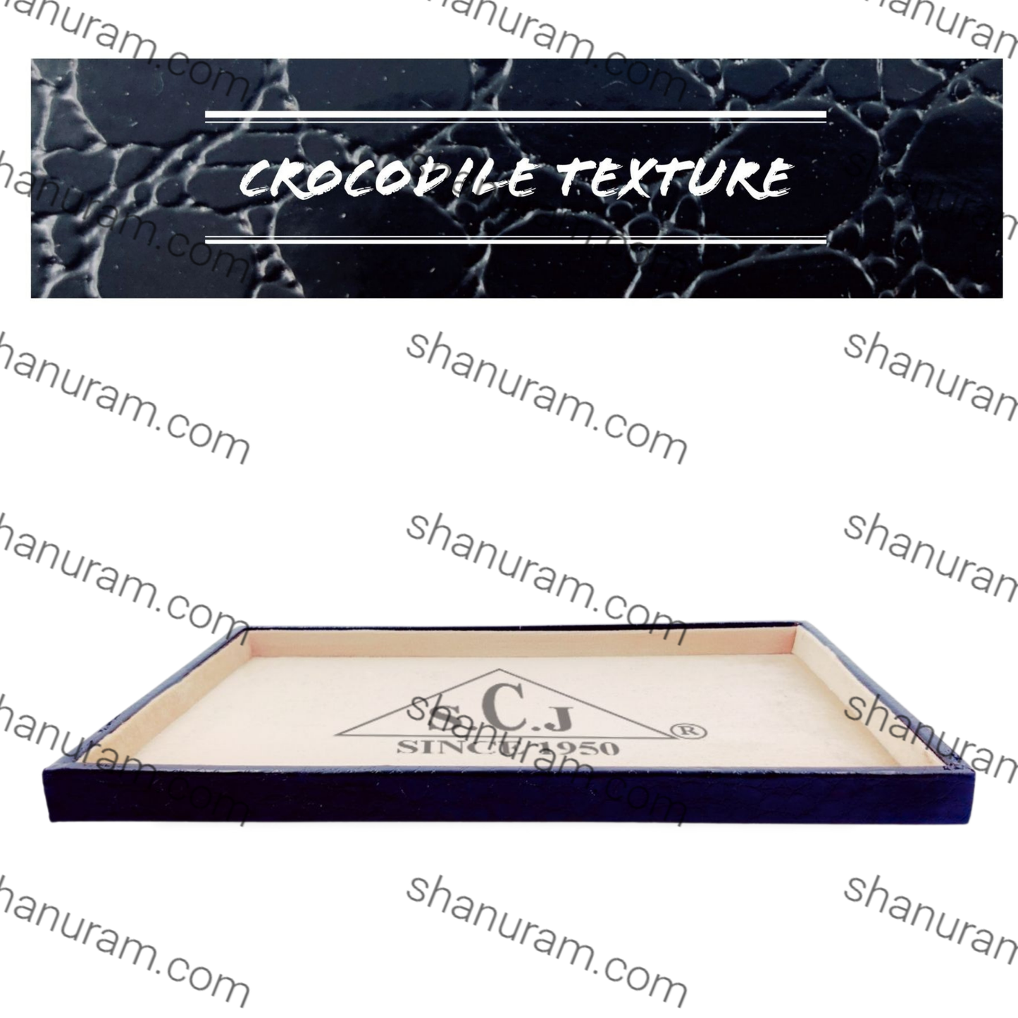 Crocodile Cream Suede Fabric Jewellery Display Tray