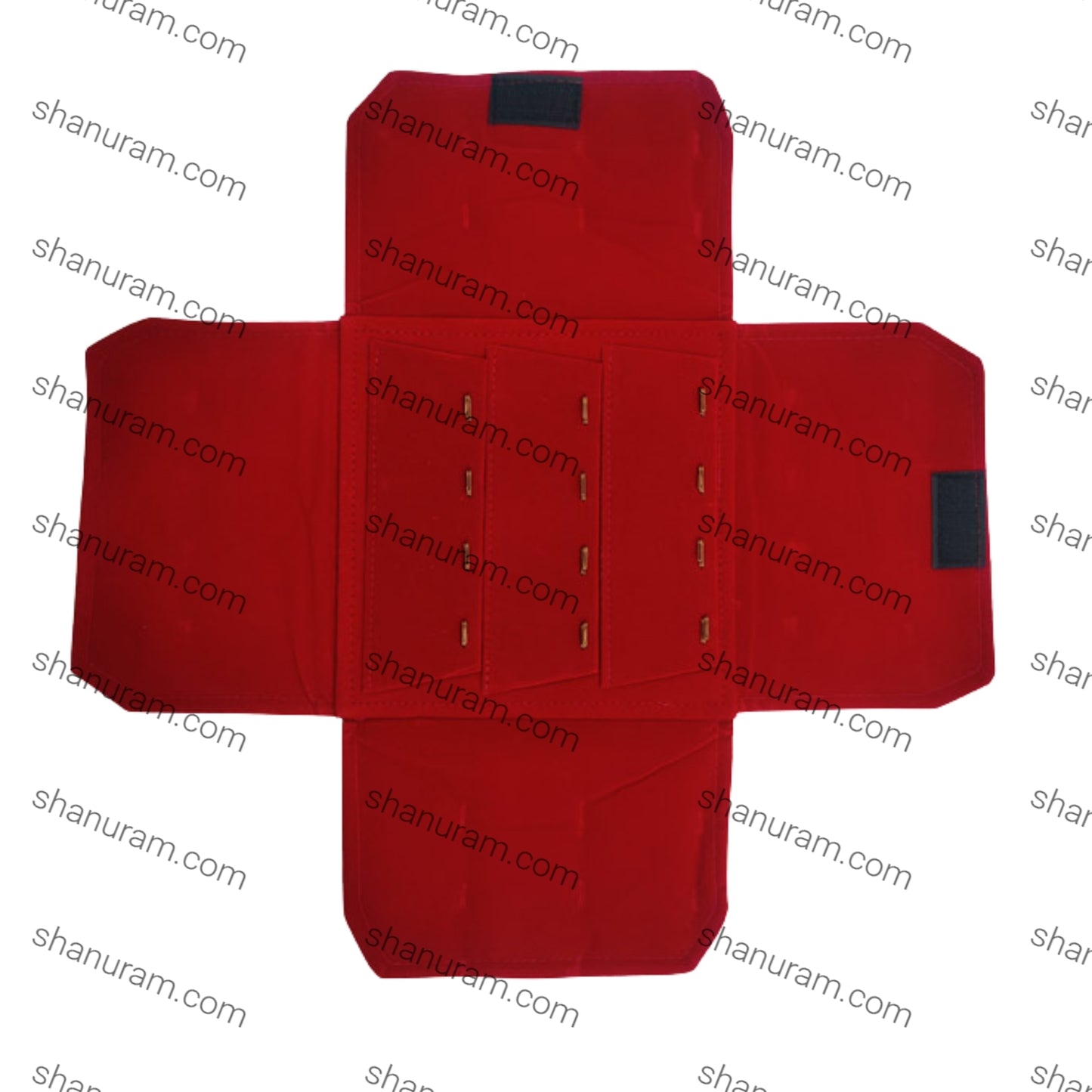 Red Velvet Pendant Organizer Folder with 12-hooks
