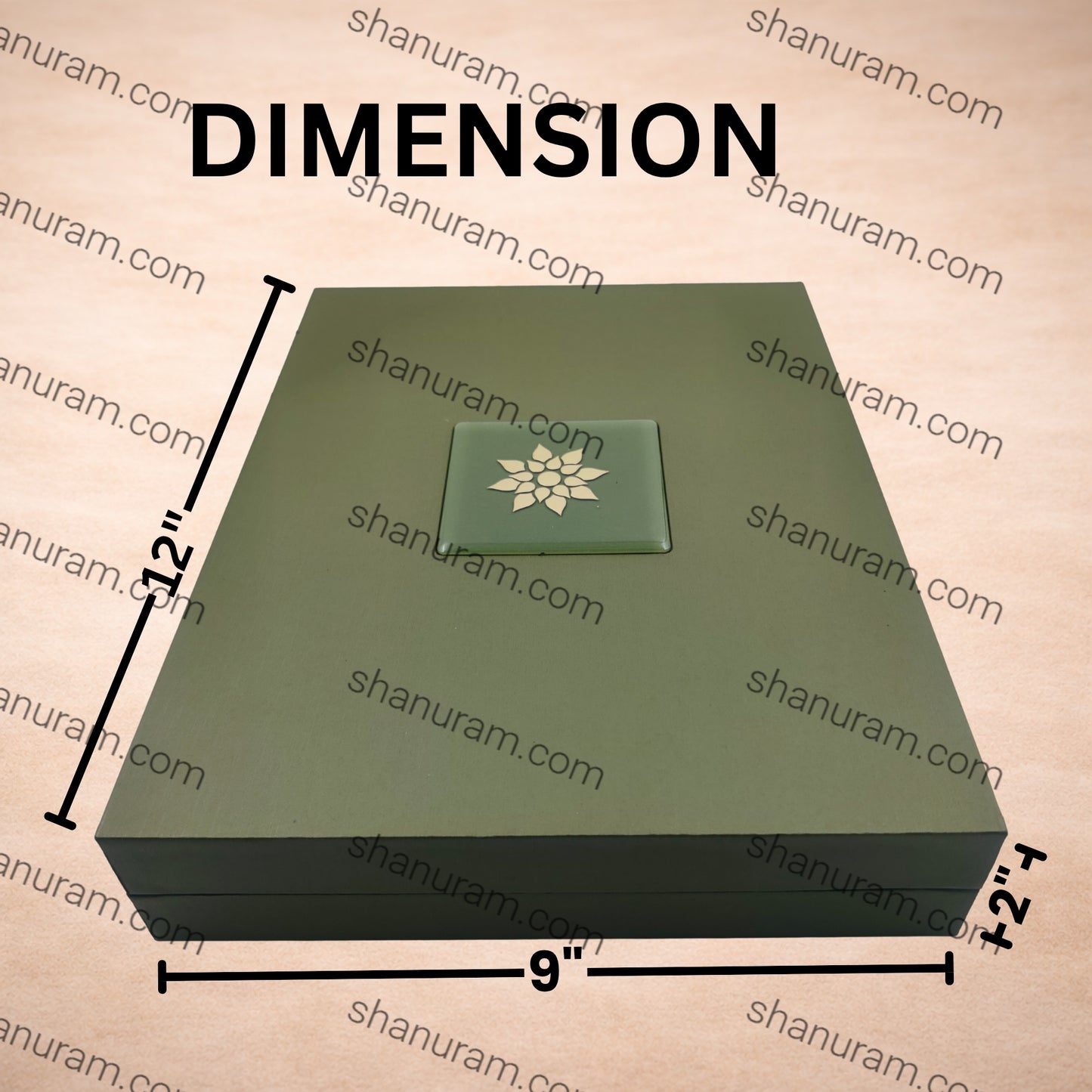 Premium Green Finish Long Necklace Box with Soft Cream Suede Interior