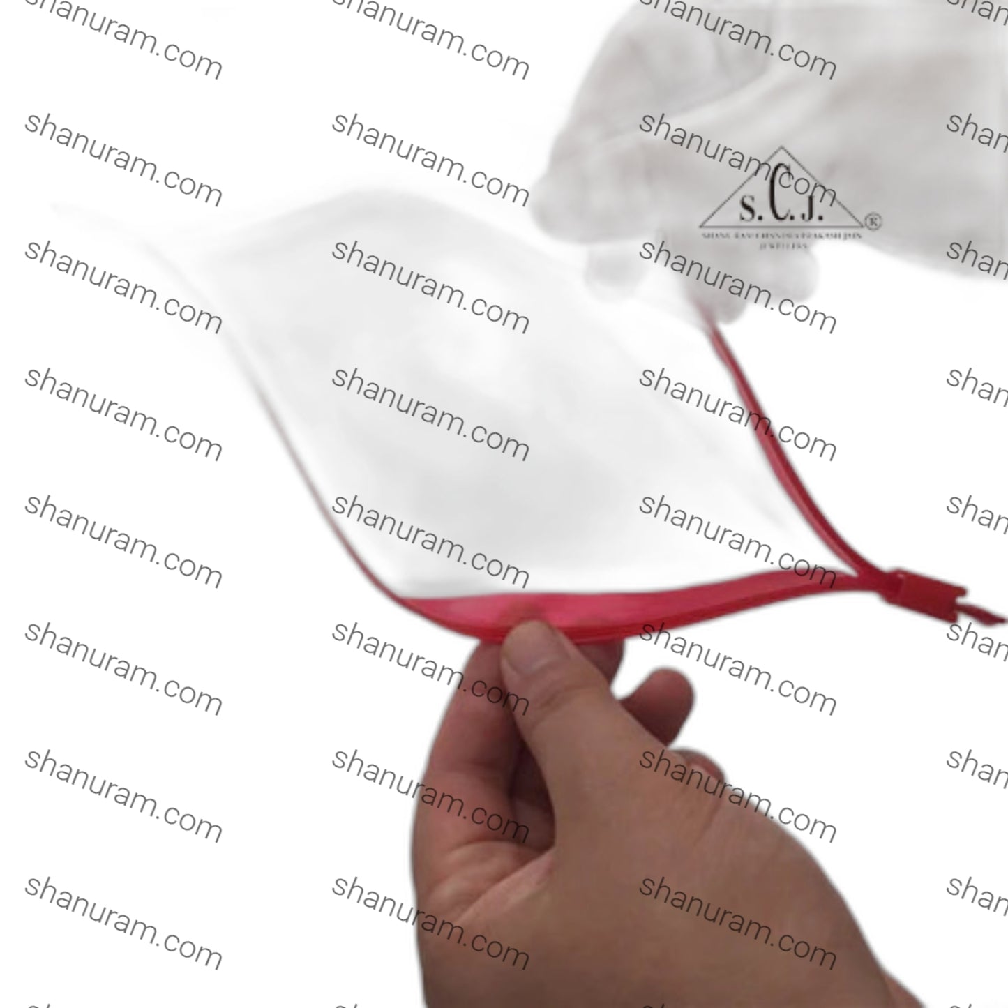 Transparent Red Zipper Pouch 100 piece/pack, 6 x 4 inch