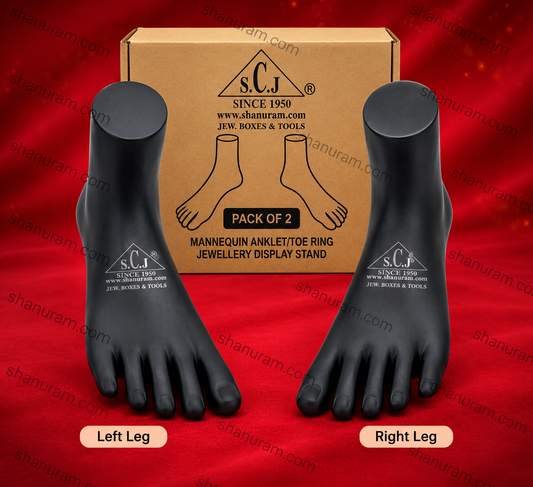 SCJ Mannequin Foot Jewellery Display Stand for Anklet, Payal & Toe Ring – Black Without Heel | Pack of 2 (Left & Right Leg)
