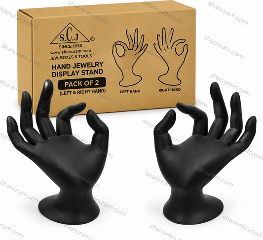SCJ Premium Polyresin Hand Jewellery Display Stand for Bracelet, Watch & Ring – Black | Pack of 2 (Left & Right Hand)