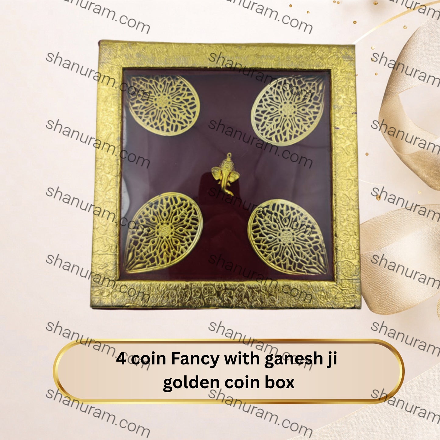 4 coin Fancy with ganesh ji golden coin box