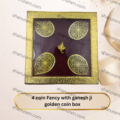 4 coin Fancy with ganesh ji golden coin box
