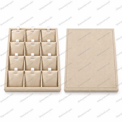 SCJ Suede Pendant Display Tray – 12 Slot Jewellery Pendant Organizer Tray | 14 x 10 Inch