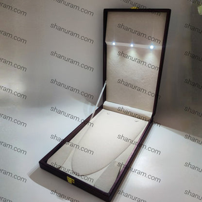 Leather Type Marble Polish Long Necklace Set LED Light Box