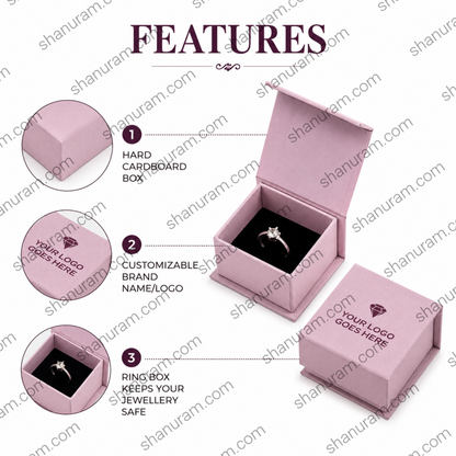 Custom Ring Box 2x2x1.5 Inches | Magnetic Flap & Slider Jewellery Packaging Box | Custom Logo Ring Gift Box