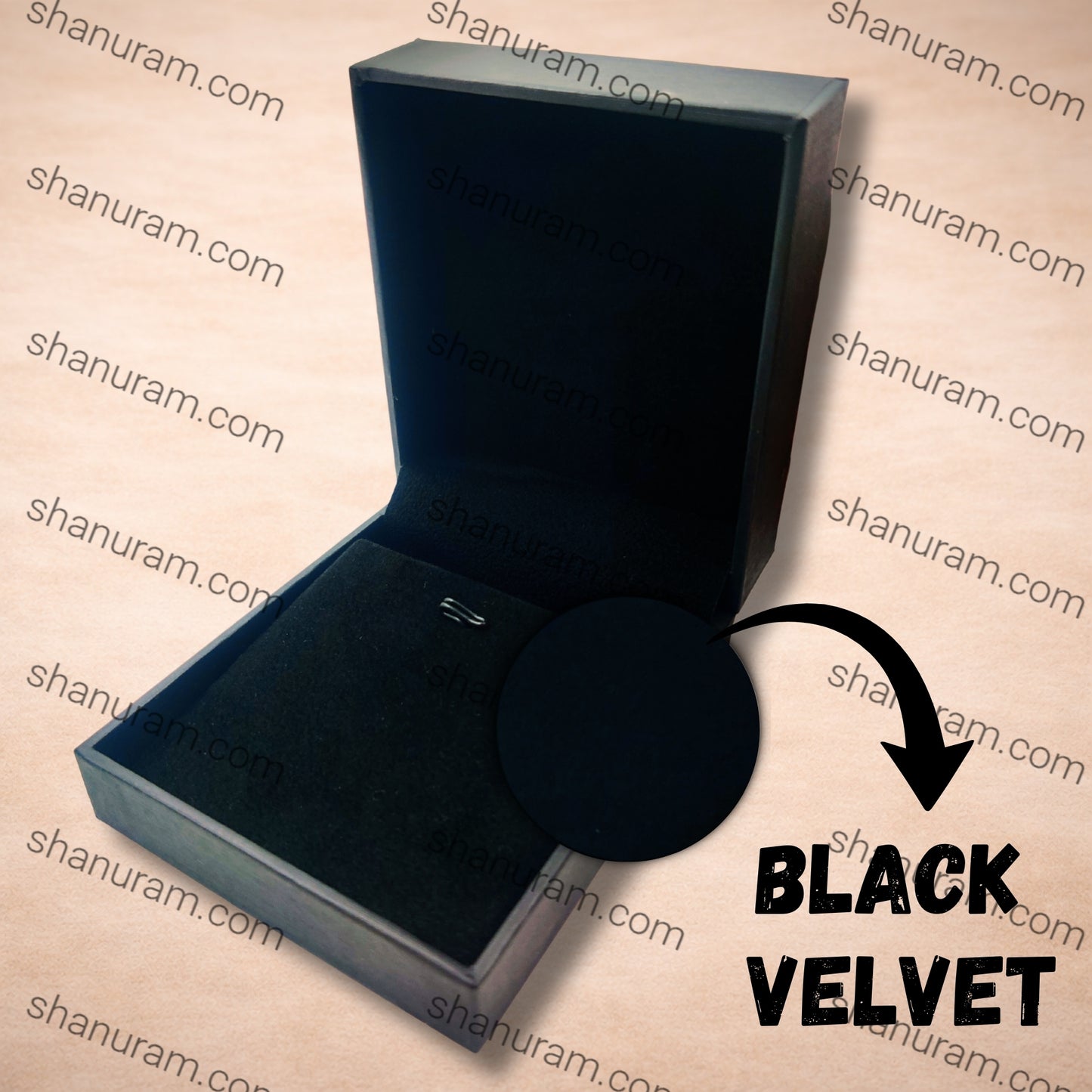 Premium Black Finish Pendant Box with Velvet Interior & Pendant Hooks