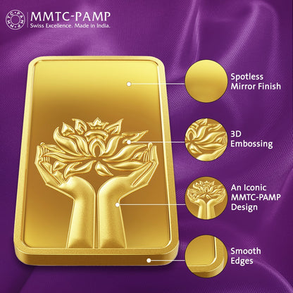 Lotus 24k (999.9) 10 gm Gold Bar