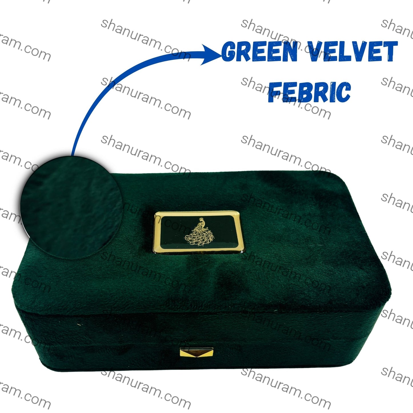 Premium Green Velvet LED Double Bangle Box with White Suede Interior