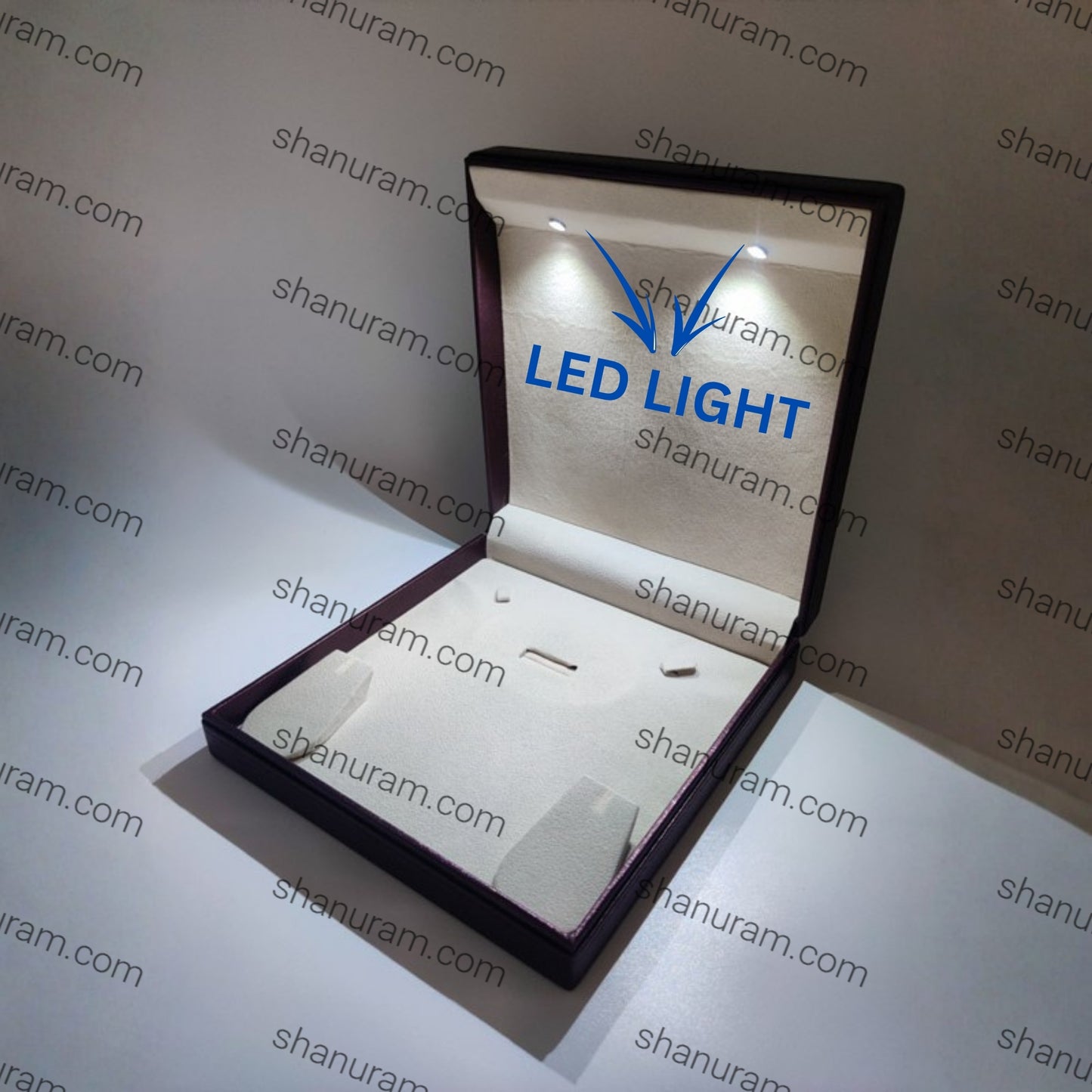 Leather Type Marble Polish Medium Necklace Set LED Light Box